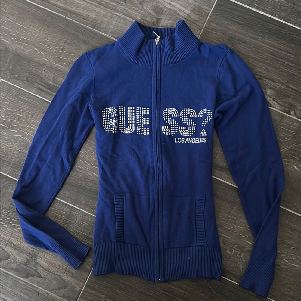 Blue GUESS Los Angeles Zip-Up Jacket